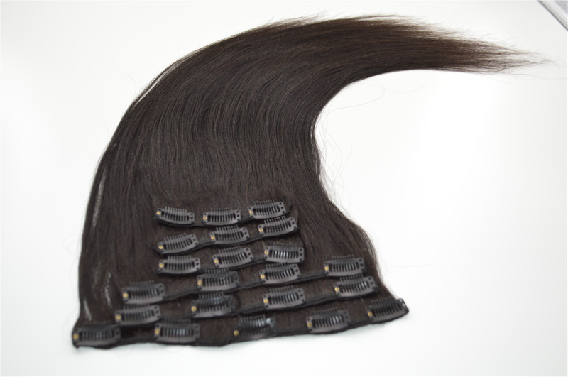 

Malaysian virgin hair Yaki Straight 7PCS/SET clip in human hair extensions 120g best G-EASY hair products