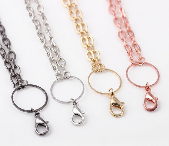 

10PCS/lot DIY Alloy Rolo Link Chain Floating Necklace Fit For Magnetic Glass Living Charms Locket Jewelrys