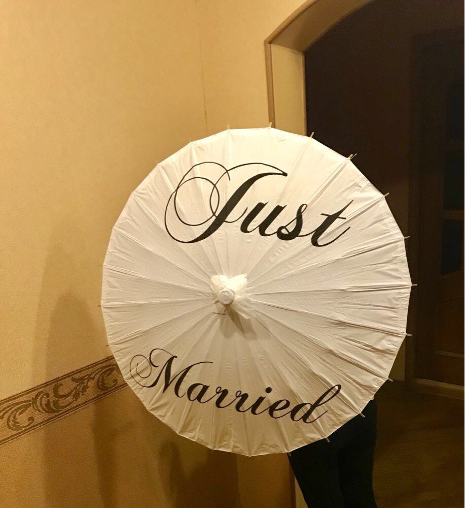 

craft Paper Parasol Favors Wedding umbrella Diameter 84cm Three Style Thank you Just married MR&MRS Party 50pcs lot