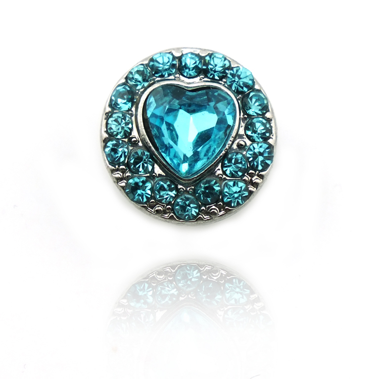 

New Arrival 12mm Snap Buttons Metal 2 Color Crystal Heart Clasps Hooks DIY Interchange Noosa Jewelry Accessories