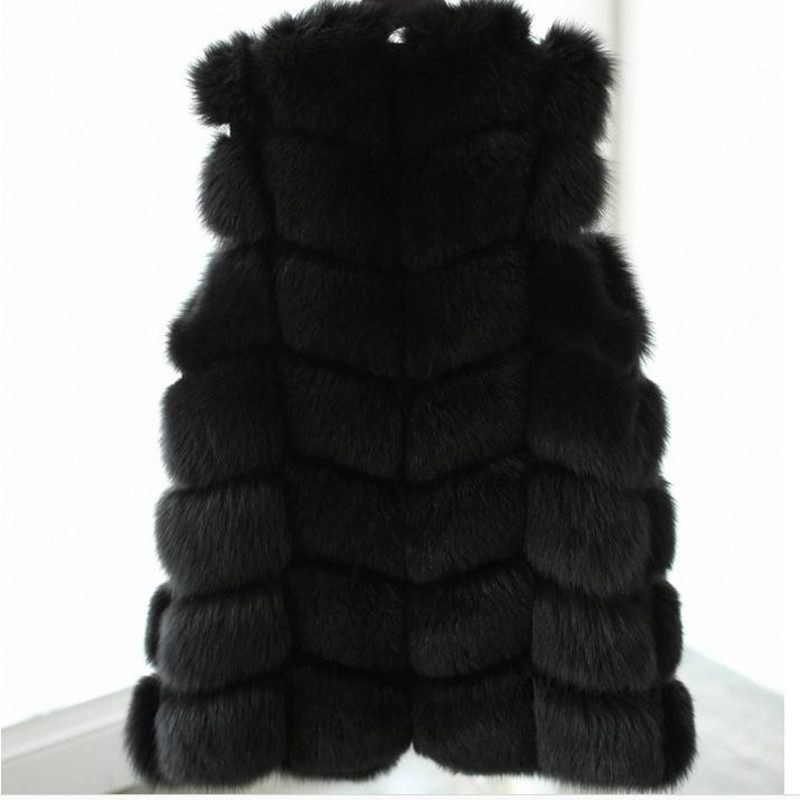 

Wholesale-2015 White/Black Winter Women Knitted Rabbit & Fox Fur Vest Plus Size Real Natural Rabbit Fur Coat Jackets Long Colete