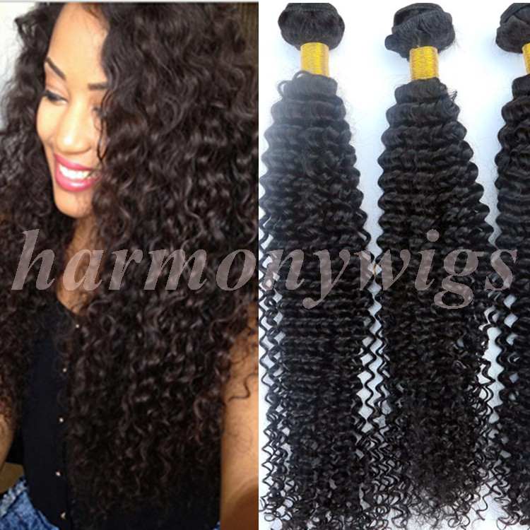 

100% Unprocessed Human Hair Weaves Brazilian Hair Bundles Kinky Curly Wefts 8-34inch Peruvian Indian Malaysian Mongolian Hair Extensions, Natural color