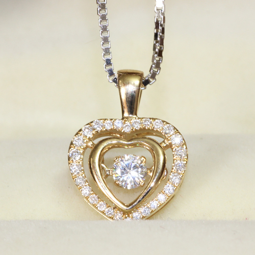 

FG 100% Natural/Genuine G-H SI 0.21 s Floating Diamond Heart Shaped Halo Pendant Diamond Jewelry Solid 18k Yellow Gold