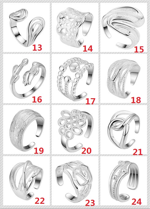 

Mixed Order 12 style 12pcs 925 silver plated rings fashion jewelry Can be adjusted Opening Ring Top quality Christmas gift