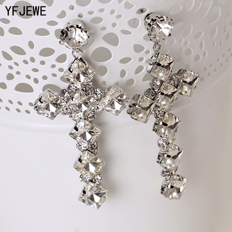 

Europe and the United States popular charismatic cross crystal earrings #E202