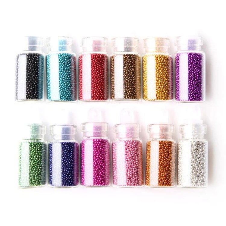 

Fashion 12pcs/lot color solid color suit caviar Beads Nail Art Tips Acrylic Glitter DIY Decoration Nail Tools Free Shipping DHL 60021