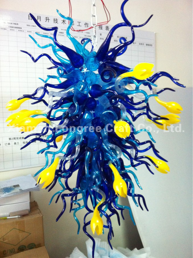 

Flower Designed Lamp Hand Blown Glass Chandelier Light Modern Deco Murano LED Lights Source Hotel Villa Decor Chihuly Style Art Lighting