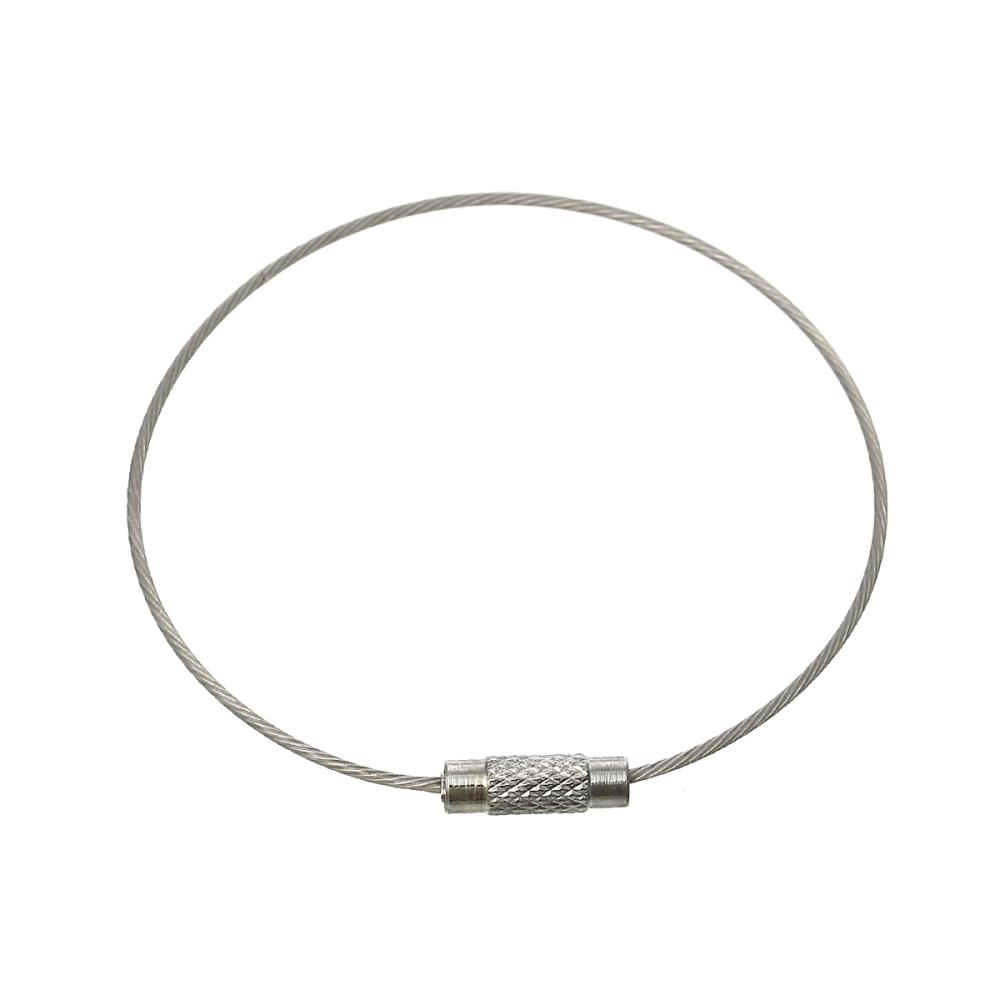 Chains Stainless Steel Memory Wire Cord Bracelet Bangles Circle Screw Clasp Silver Tone 16cm(6 2/8") Long, 10 PCs 2022-image-229800658