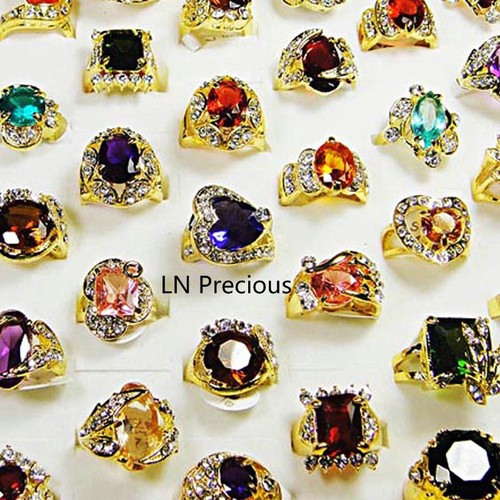 

60pcs Hot Sale wholesale jewelry nice 18K Gold Plated Rhinestone Cubic Zirconia Gold rings free shipping RL078