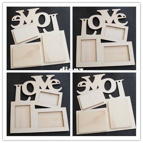 

New Arrive Hollow Love Wooden Photo Frame White Base DIY Picture Frame Art Decor
