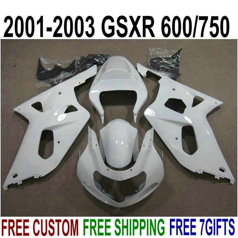 

7 gifts perfect fit for SUZUKI GSX-R600 GSX-R750 01 02 03 fairing kit K1 GSXR600/750 2001-2003 white black fairings set ZB6, Same as the picture shows