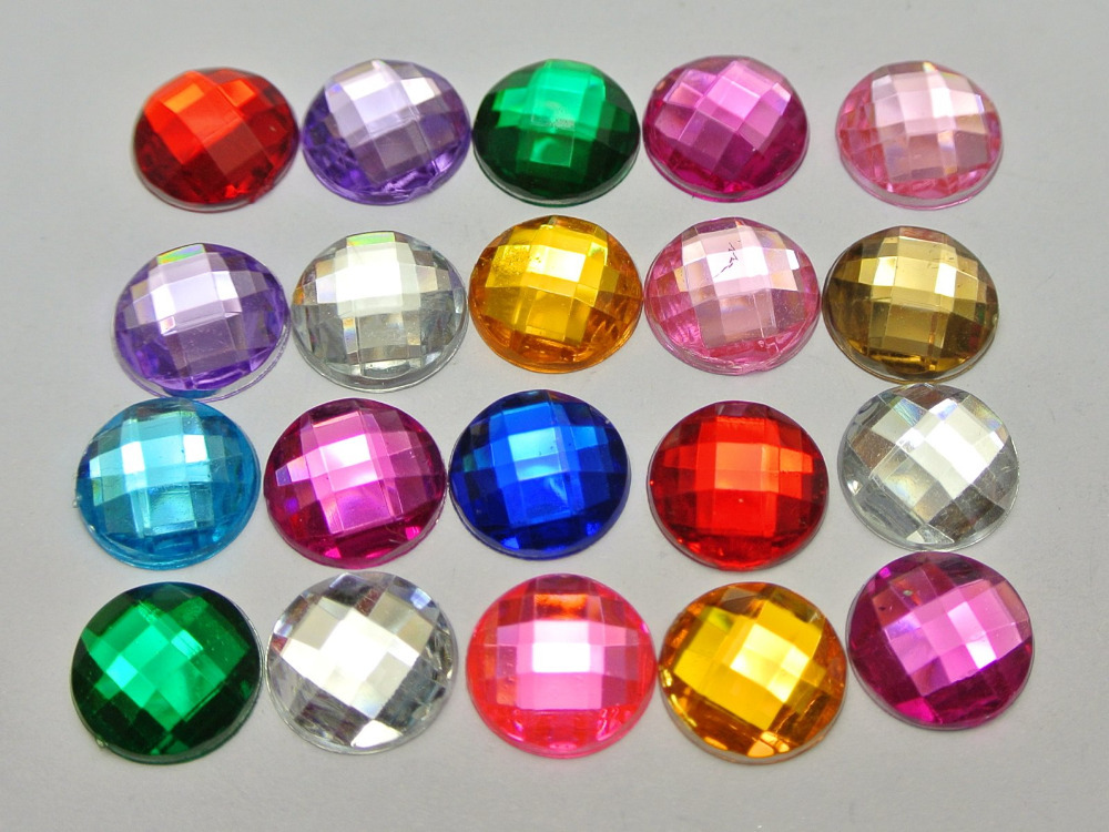 NO Hole Pick Your Color 200 Flatback Acrylic Round Rhinestone Gems 10mm 3//8/"