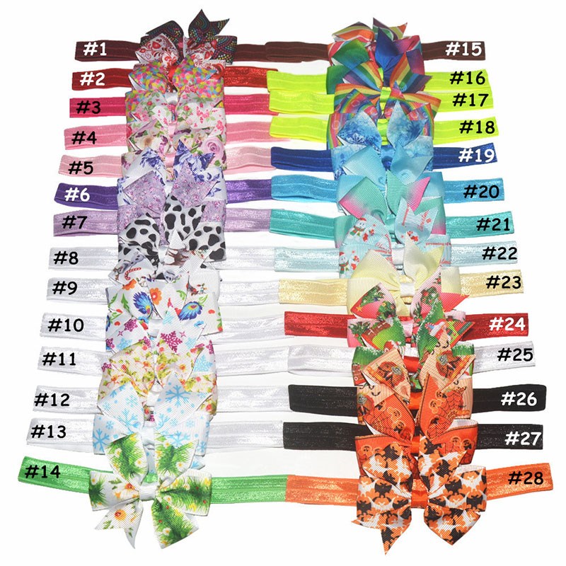 

New Girls Christmas Headbands dovetail bow children Halloween hair accessories Bow Hair band 28 colors C3062, 8cm