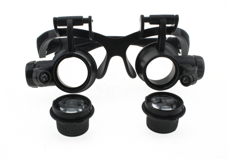 

5-25 4 kinds of multiple dual head-mounted magnifying goggles, glasses type magnifier with LED lights work, field trips to enlarge glasses