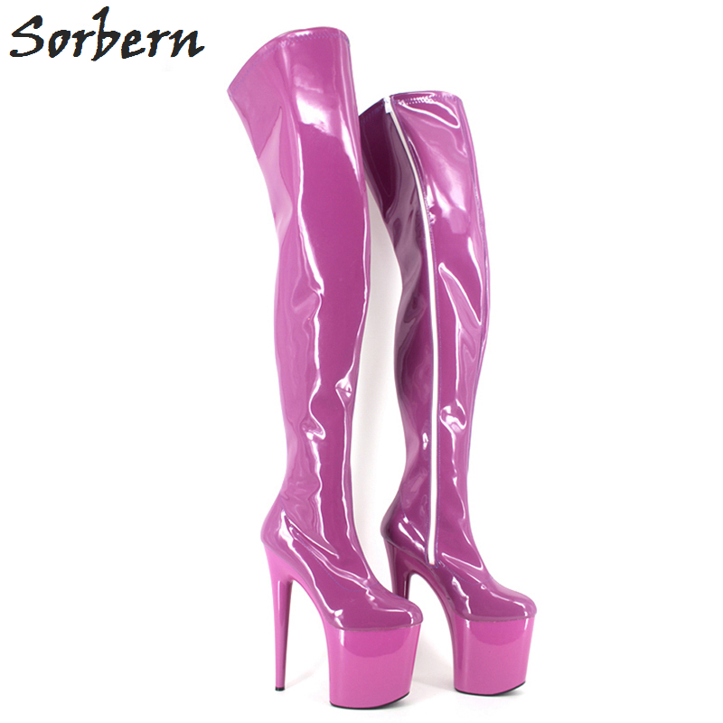 

Sorbern Sexy 8" High Heeled Bottes Femmes High Heel Platform Crotch Length Thigh Boot Erotic Boots Shoes Botas Feminina Outono Inverno, Purple