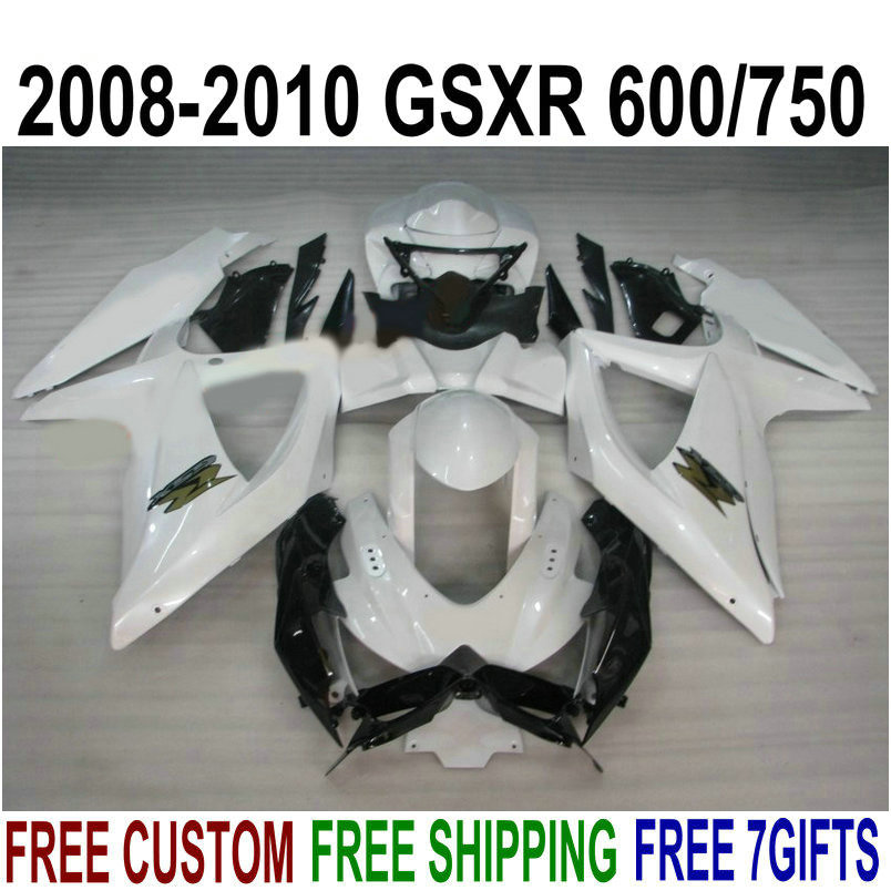 

Hot sale fairing kit for SUZUKI GSXR750 GSXR600 2008 2009 2010 K8 K9 GSX-R600/750 08-10 white black fairings set R59P, Same as the picture shows