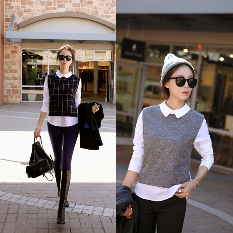 

New Women Slim Fit Long Sleeve Checked Casual Loose Shirt Blouse Tops, Black