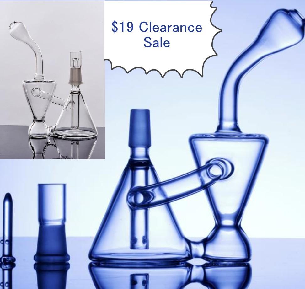 

Cheap Glass water pipes 6" Tall Glass Bubbler Downstem In-line Perc Bongs Water Pipes Two-function 14.4mm Joint Recycler Oil Rigs
