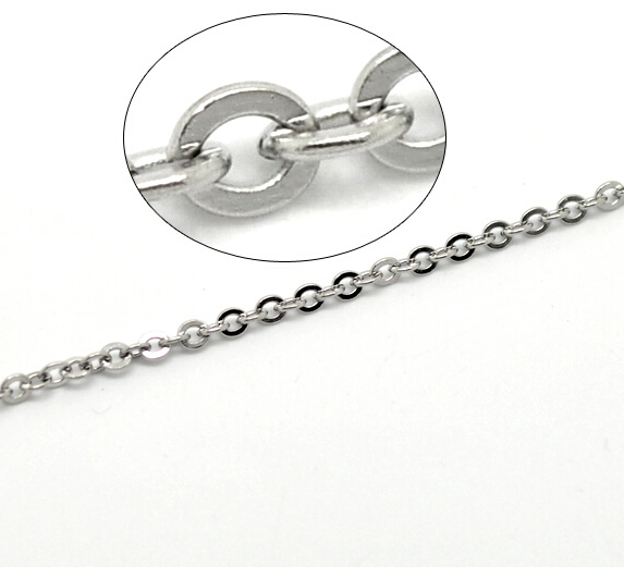 

Lot 10 meters Charming Jewelry Finding stainless steel 1.5mm/ 2mm/ 2.3mm/3mm Silver Flat Oval Link Chain Finding /Marking DIY Chain