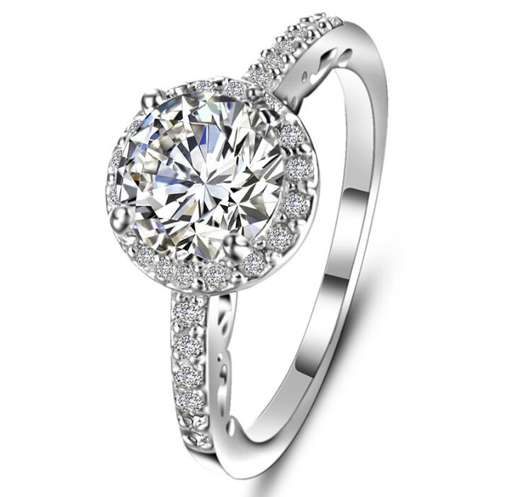 

Women's Fashion Dazzling Brand Jewelry 925 Sterling Silver Natural Gemstone White Sapphire Birthstone Bride Engagement Wedding Ring