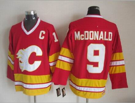 

Top Quality ! Men Calgary Flames Ice Hockey Jerseys Cheap 9 LANNY McDONALD Red White Retro Vintage CCM Stitched Jerseys Mix Order