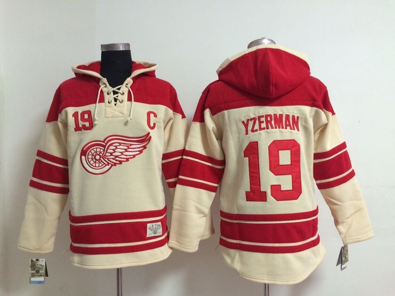 

Top Quality ! Red Wings Old Time Hockey Jerseys #19 Steve Yzermane Red Cream Hoodie Pullover Sweatshirts Winter Jacket, Beige