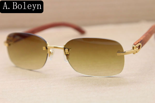 

Manufacturers wholesale 3524015 Rimless Wood Sunglasses men Decor frame Wooden Sun glasses Size:55-18-135 mm
