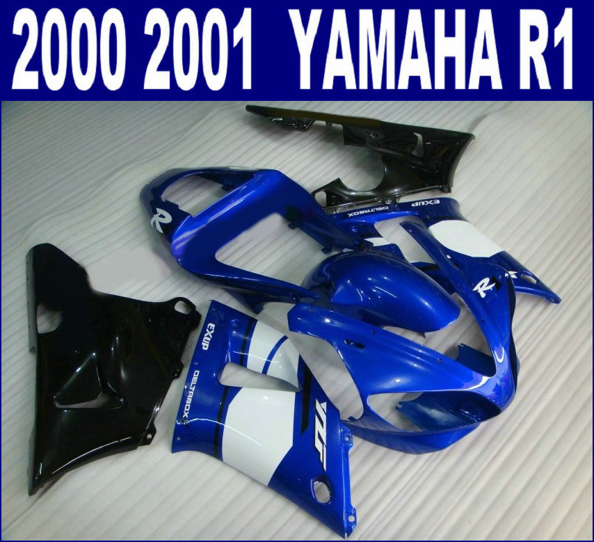 

Free customize fairings set for YAMAHA 2000 2001 YZF R1 fairing kit YZF1000 00 01 blue white black motobike RQ42 + 7 gifts, Same as the picture shows