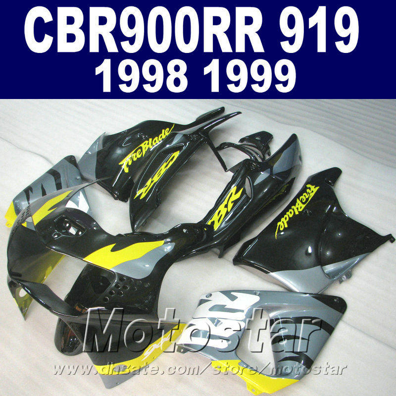 

High quality fairing kit for Honda CBR900RR fairings 1998 1999 black yellow bodywork CBR900 RR CBR919 98 99 QD5, Same as the picture shows