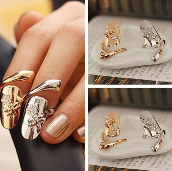 

New fashion Ring Exquisite Plum Snake Gold/Silver Cute Retro Queen Dragonfly Design Rhinestone Ring Finger Nail Rings