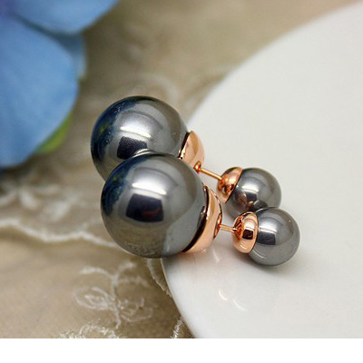 

Drop Shipping Classic Candy Color Double Imitation Pearl 18K Gold Plated Stud Earrings,Environmental Alloy bead earrings ,can mix color