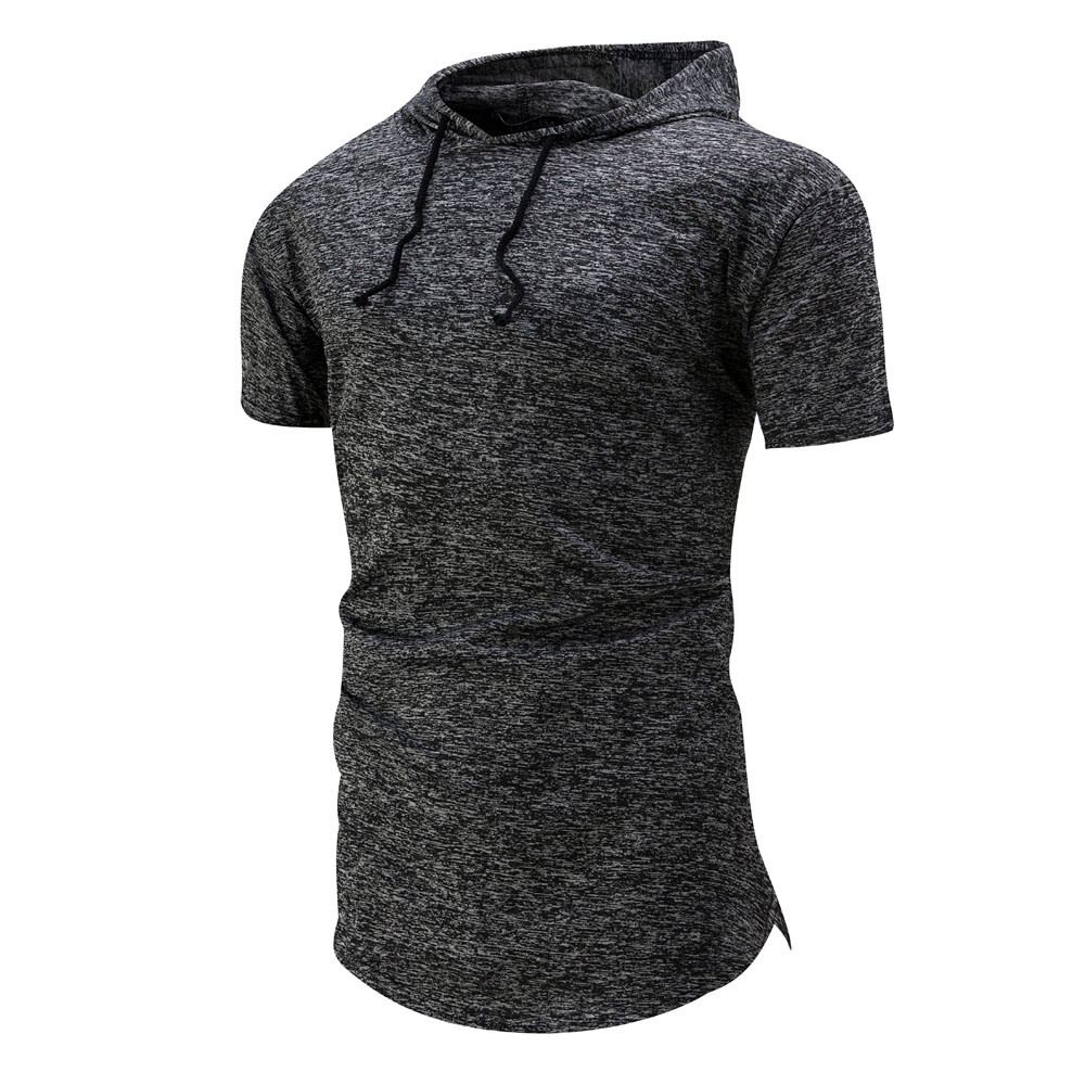 

Wholesale- 2017 Summer Fashion New Men Leisure Brand Casual Hooded Sling Design Hoodie Shirt Slim Short Sleeve Casual Slim Male Sweatshirts, Blue