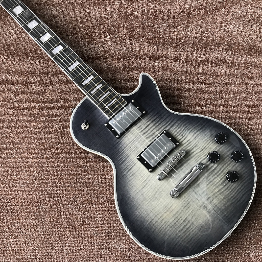 Nouvelle guitare électrique de magasin personnalisé de couleur noire éclatée avec du matériel chromé, guitarra chinoise de vente chaude de haute