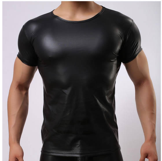 sexy male japanned leather patent leather shirt lingerie underwear harness strap clubwear costume free soft comfortable-image-213986603