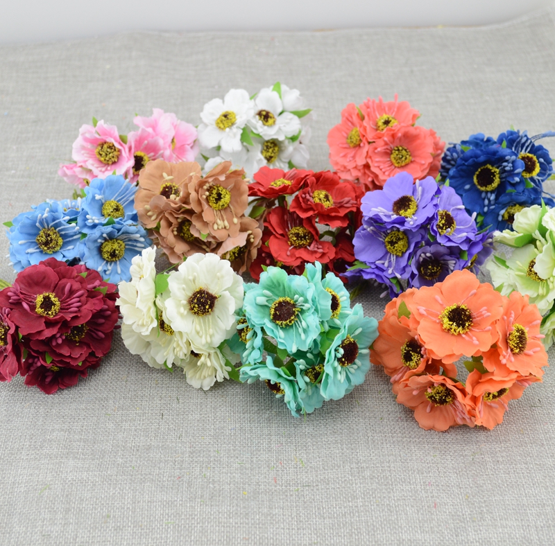 Vente en gros - 6pcs / lot simulation fleur de cerisier artificielle fleur artificielle voiture de mariage décoration de la maison mariée bouquet
