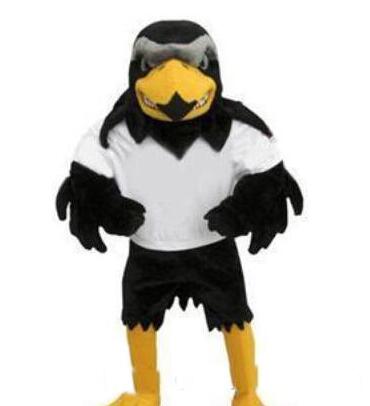 

2018 Professional custom-made Deluxe Plush Falcon Mascot Costume Adult Size Eagle Mascotte Mascota Carnival Party Cosply Costum, Black