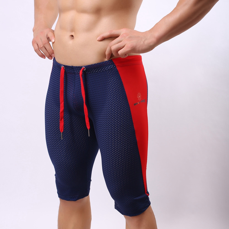 Wholesale-B2227 Mens Sportswear Mesh Net Running Tights Cycling Swimming Yoga Shorts Trunks Bodybuilding Outdoor Shorts Brave Person-image-376262986