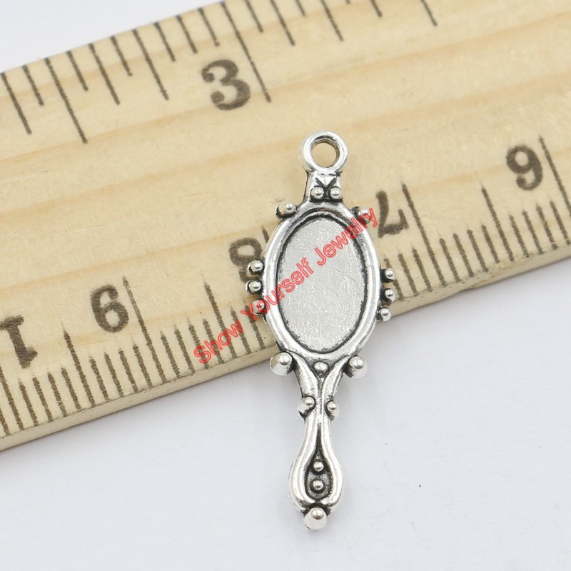 25pcs Tibetan Silver Plated Flower Mirror Charms Pendants for Jewelry Making DIY Handmade Craft 27x10mm A325 Jewelry making DIY-image-375338663
