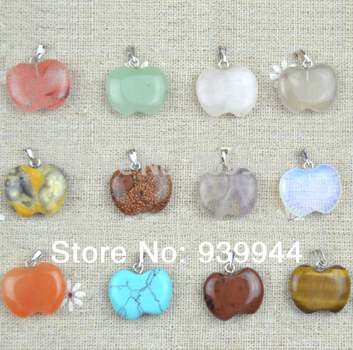 Free Shipping,wholesale 12PCS apple natural crystal pendant, Good Quality!Charms fit Necklaces jewelry making-image-250414131