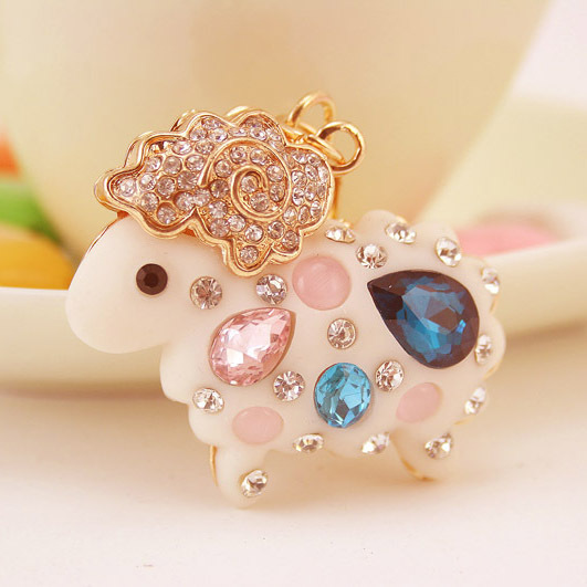 

Unique Novelty Cute Sheep Key chains for woman keyring/Jewelry,handbag CharmsGift ,Real Gold Plated Alloy Keyring,free shipping