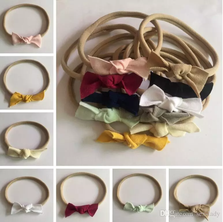 

Newborn Baby Headbands Bunny Ear Nloy Elastic Headband Children Hair Accessories Kids Cute Hairbands for Girls Nylon Bow Headwear Headdress, Many colors to choose