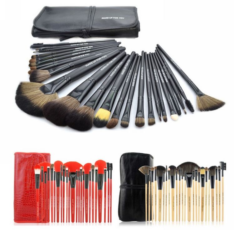 

Black/pink/wood color 24Pcs Professional Makeup Brushes Cosmetic Brush Set Kit Tool with soft case DHL free shipping