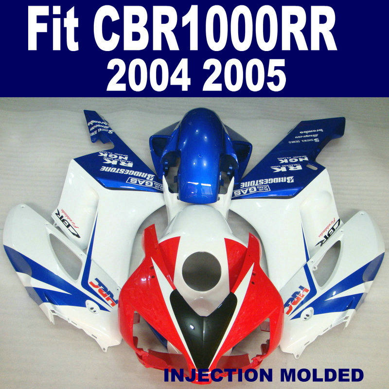 

Injection mold fairings bodywork for HONDA CBR 1000 RR 2004 2005 white red blue CBR1000RR 04 05 plastic fairing kit KA3, Same as picture