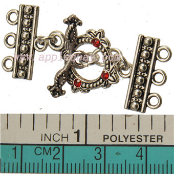 

DIY Clasps Bracelet Hooks For Multilayer Bracelets Necklaces Toggles Vintage Silver Handmade Red Crystal Metal Jewelry Findings 51mm 50pcs