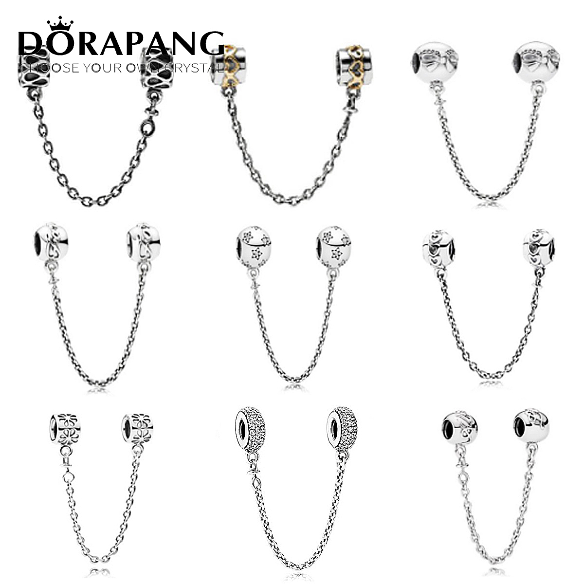 

DORAPANG 925 Sterling Silver Pan Safety Chain Love surrounds Fixed Buckle Bead Collocation Bracelet DIY factory wholesale