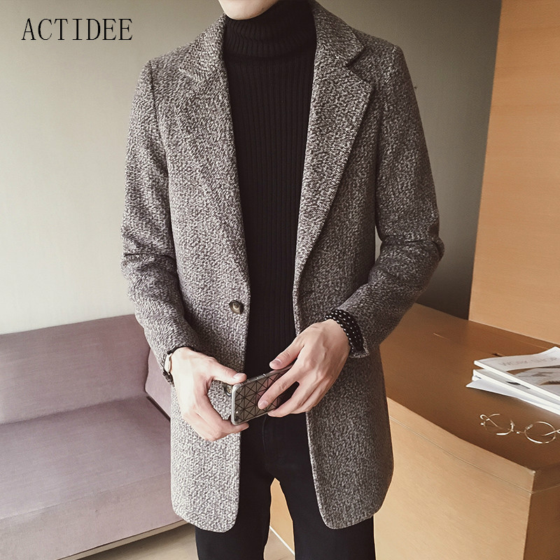 Wholesale- 2017 Winter New Wool Trench Coat Men Long Windbreaker Casual Woolen Coat Male Plus Size 3XL 5Z