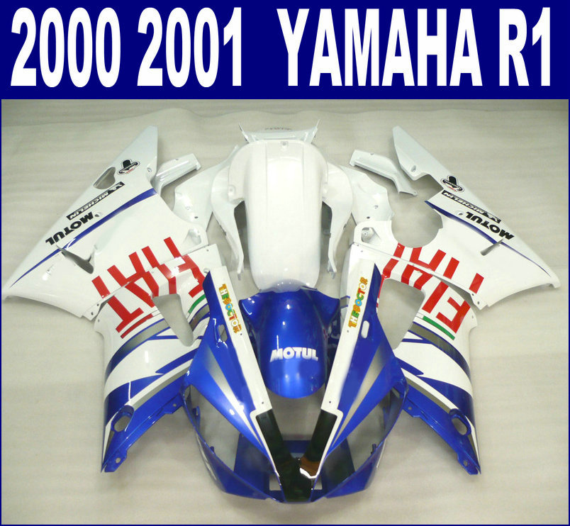

ABS bodywork set for YAMAHA 2000 2001 YZF R1 fairing kit YZF1000 00 01 white blue fairings RQ8 + 7 gifts, Same as the picture shows