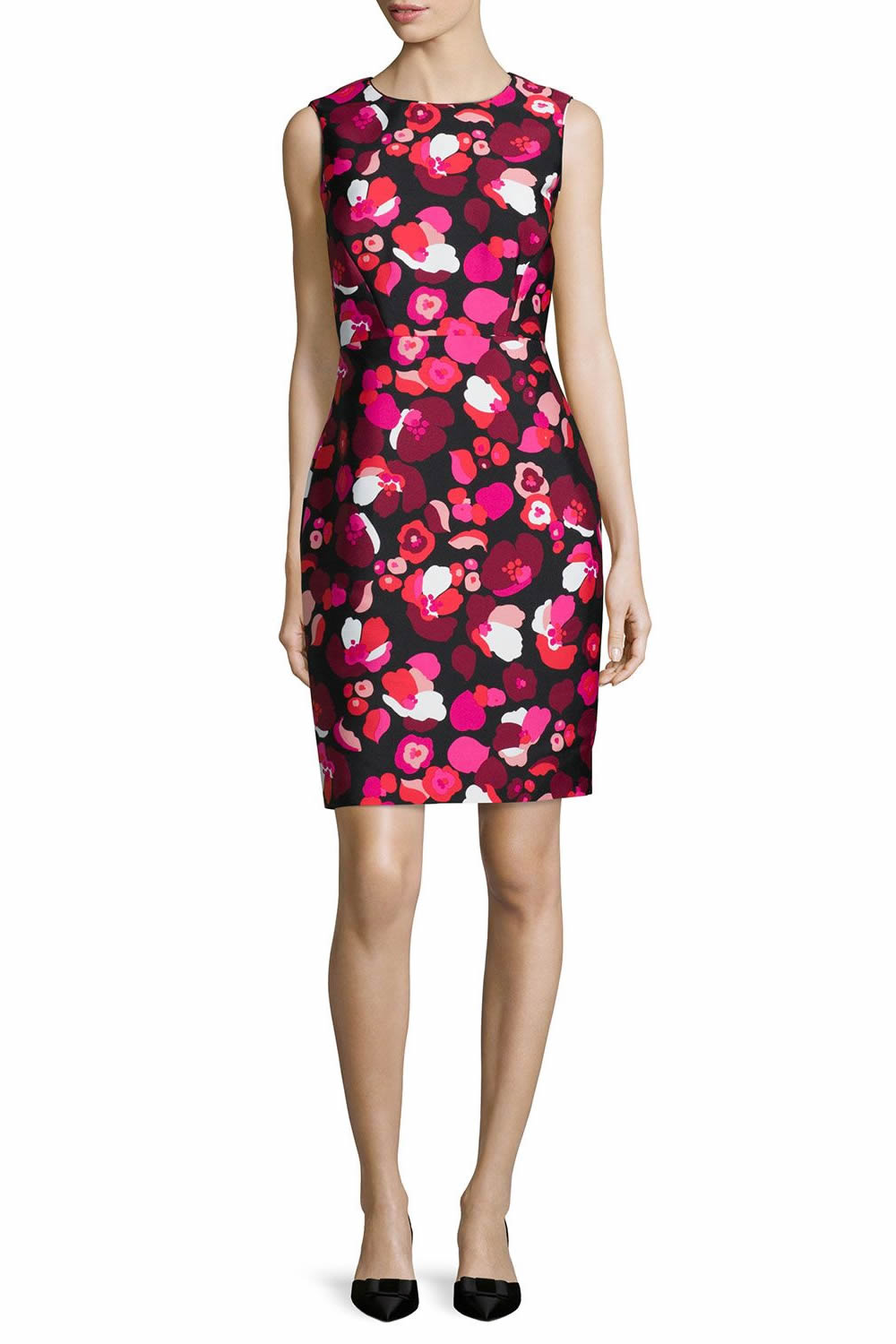 

Flower Print Women Sheath Dress Sleeveless Mini Dresses 010816, As pictures