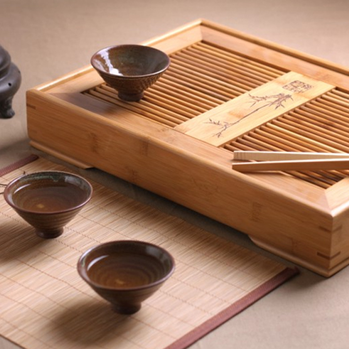 

A3888 Bamboo tea tray, kung fu tea set, bamboo tray, containing water storage-type, Office solid wood teaboard, tea table three size