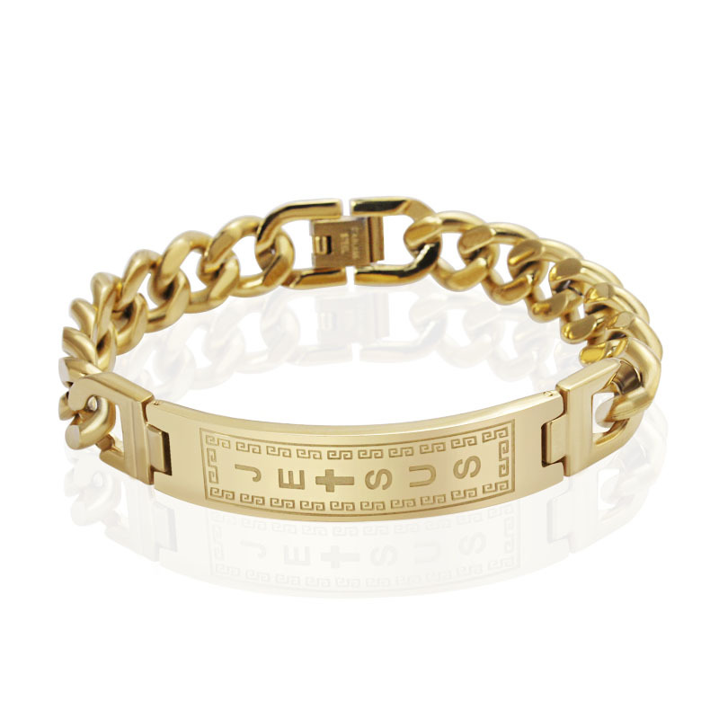 

18k gold filled bracelets bangles men jewelry cross stainless steel pulseiras
